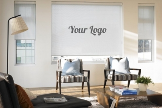 Logo printed roller blinds