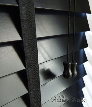 black_blind_with_ladder_tapes_wooden_blind_fitters_london