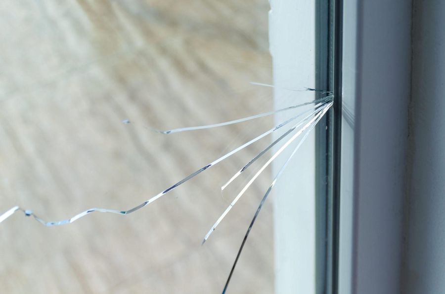 Cracked window - blinds